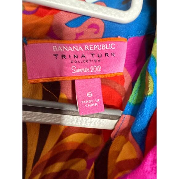 Banana Republic x Trina Turk Collection colorful groovy sleevless top silk - Picture 2 of 6